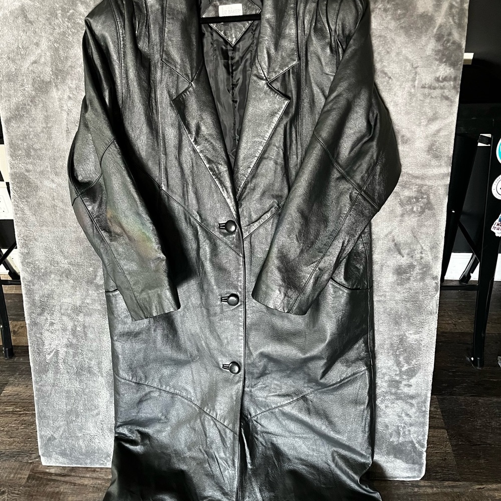 Liz Baker Black Trench Leather Jacket